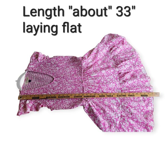 Universal Threads Pink Floral Smocked Ruffled Mini Dress Size L - Picture 7 of 10